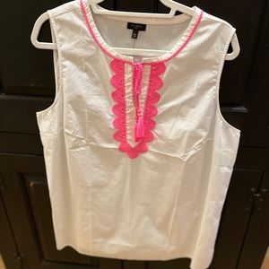 Talbots Appliquéd Tassel Poplin Tunic Size XL Petite